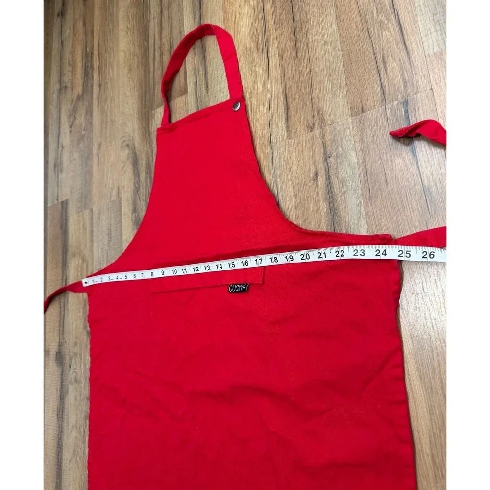 Cucina by Harman Red Cotton Kitchen Apron Adjustable Bib Chef Cooking Baking BBQ